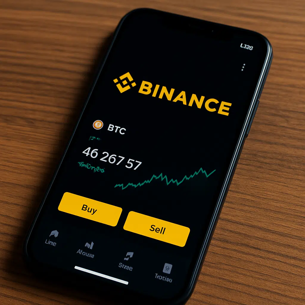 Interfaz de Binance Lite en el celular