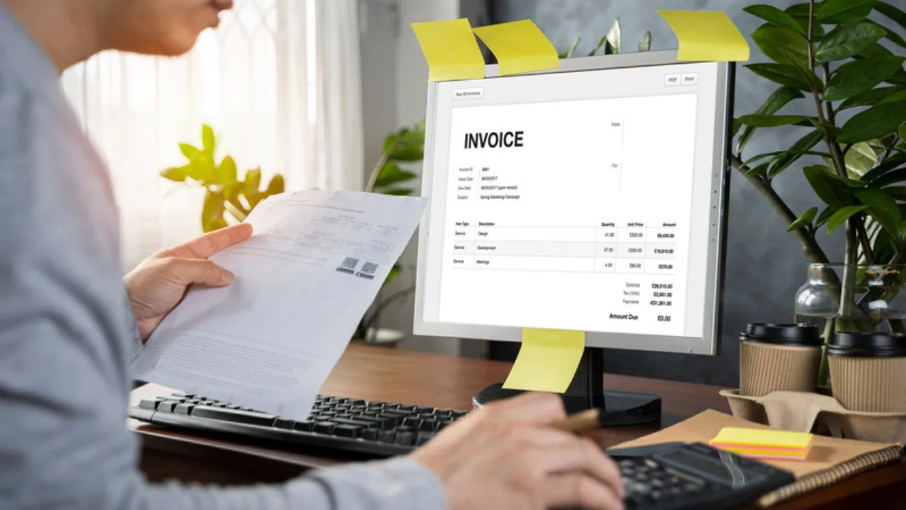 Factura digital y pago de impuestos en pantalla para freelancers