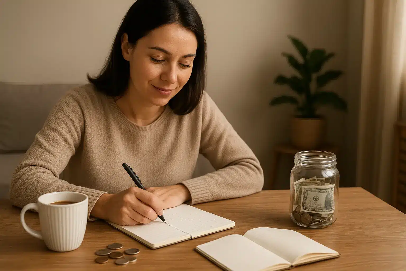 haciendo notas en cuaderno para tener buenos hábitos financieros
