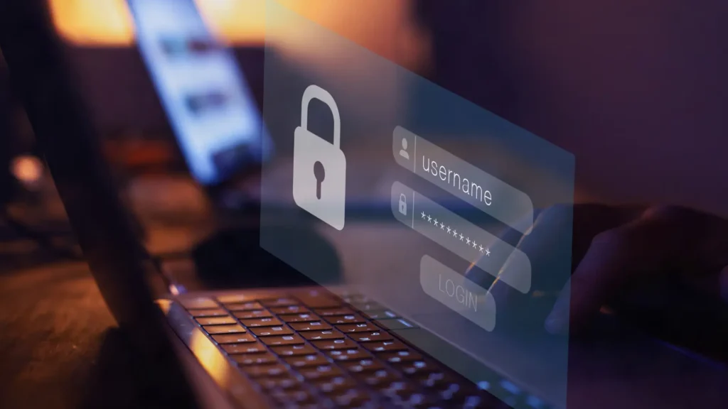 Usuario introduciendo nombre y contraseña para acceder a su wallet cripto.